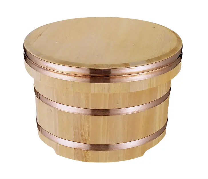 Japanese Traditional Style Wood Rice Dispenser Round Type For Sushi