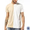 Dongguan clothing high quality best price two-tone panels men's crew neck raw-edged seam custom t-shirt