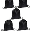 5 Pieces Drawstring Tote Sack Bag Cinch Gym Bags Storage Backpack Black