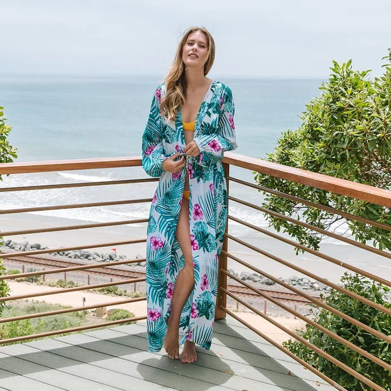 70s Vintage Floral Maxi Coverup Beach Pool Robe For Sexy Women Buy