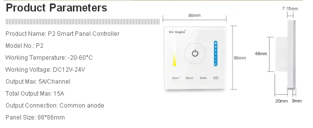 Mi light DC12V-24V P2 changeable led stripTouch panel controller