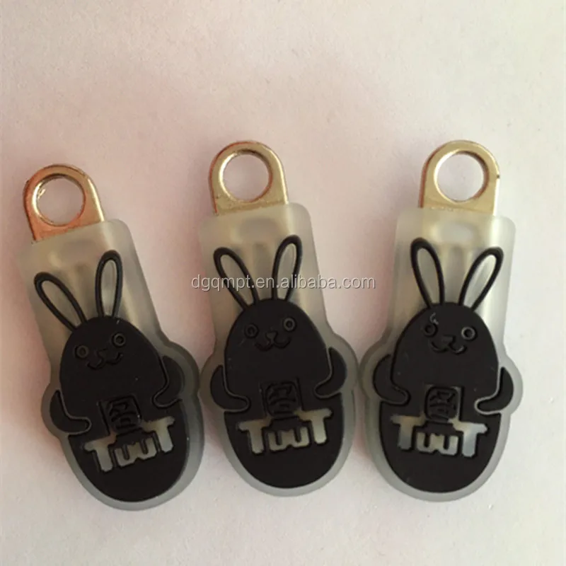 Soft Embossed Pvc Rubber Zip Pullers For Clothing/custom Zipper Pulls