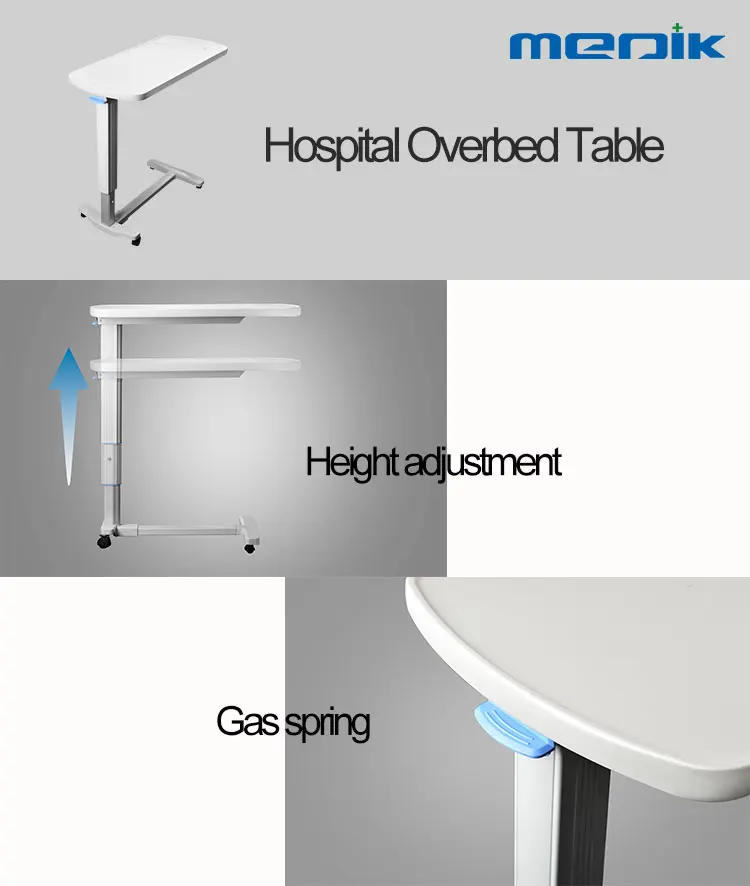 Ce Folding Abs Adjustable Medical Hospital Bed Food Table Rotary