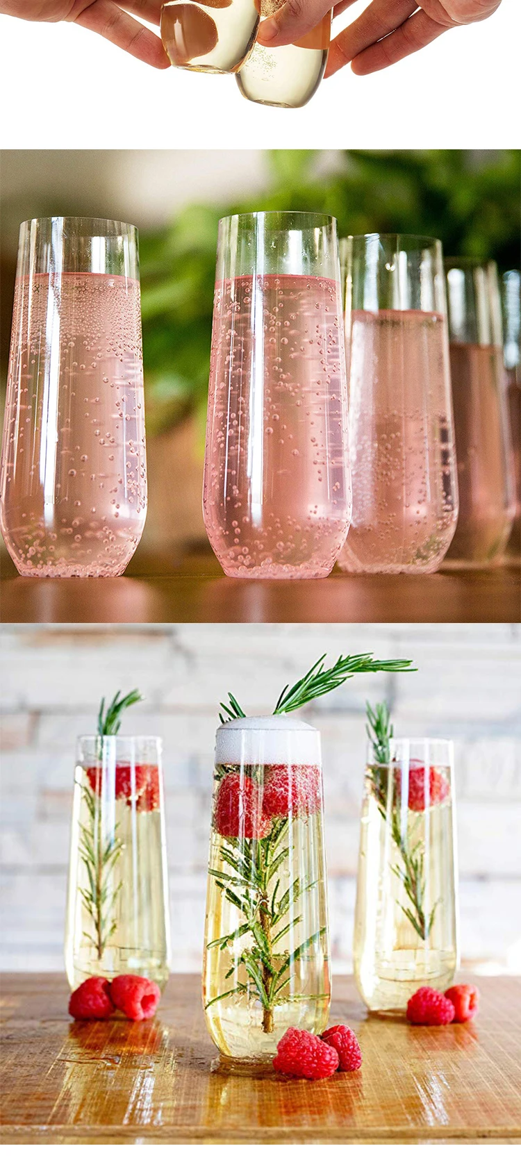 9oz Novelty Elegant Party Stemless Champagne Flute Glass Wholesale Bulk