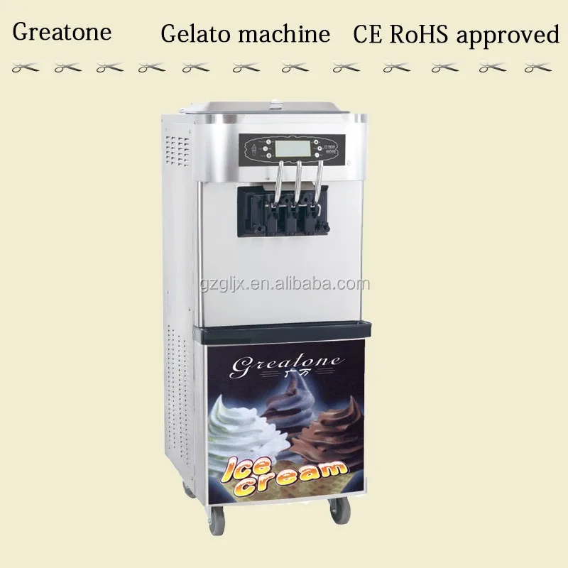 New Automatic 3 Flavor Softy Serve Cone Small Icecream Maker Stainless