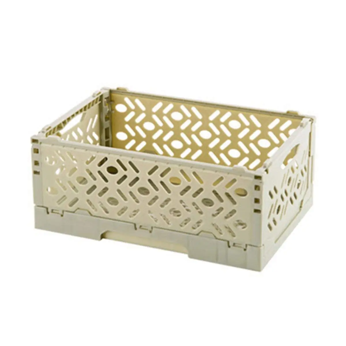 Foldable Storage Organizer Box Tier Stackable Carved Hollow Desk Tray desk Storage box Collapsible Stackable Green