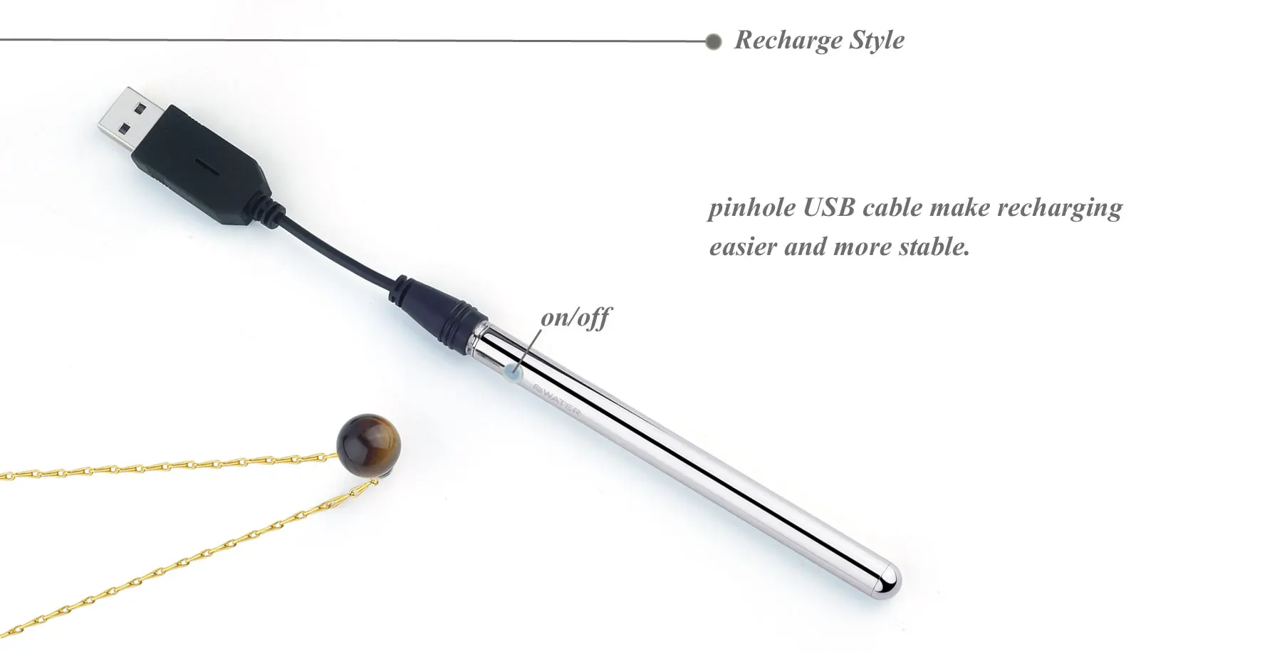 Stainless Steel Rechargeable Multi-Speed Vibrator Necklace Multi-Functional Beauty Equipment