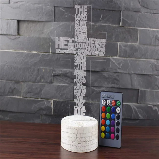 Freedom In God Creative Cross Night Lights Dimmable Colorful Lamp