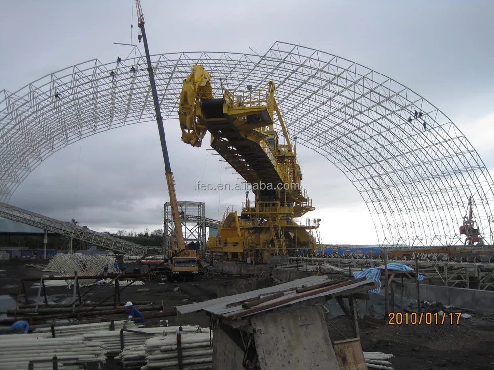 Arch Dry Coal Storage shed steel space frame roofing system
