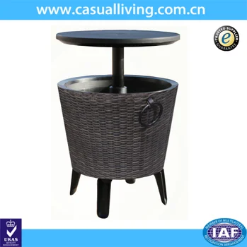 New Design Pe Wicker Plastic Round Cooler Table Ice Drink Buckets New Design Pe Wicker Plastic Round Cooler Table Ice Drink Buckets