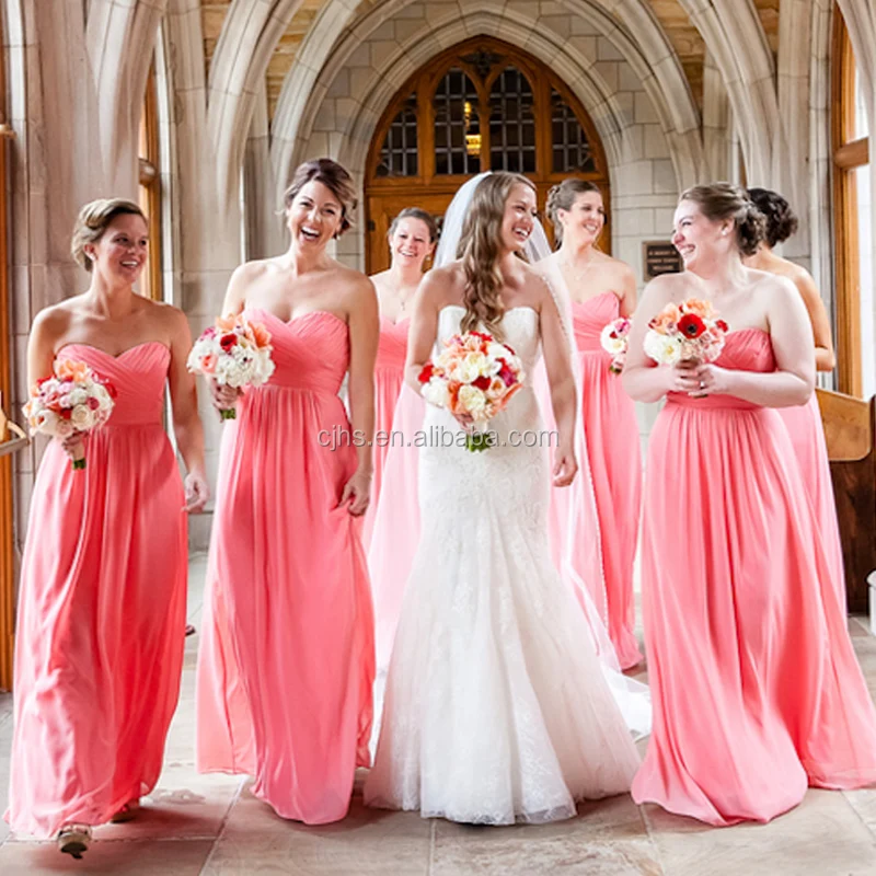 coral pink bridesmaid dresses