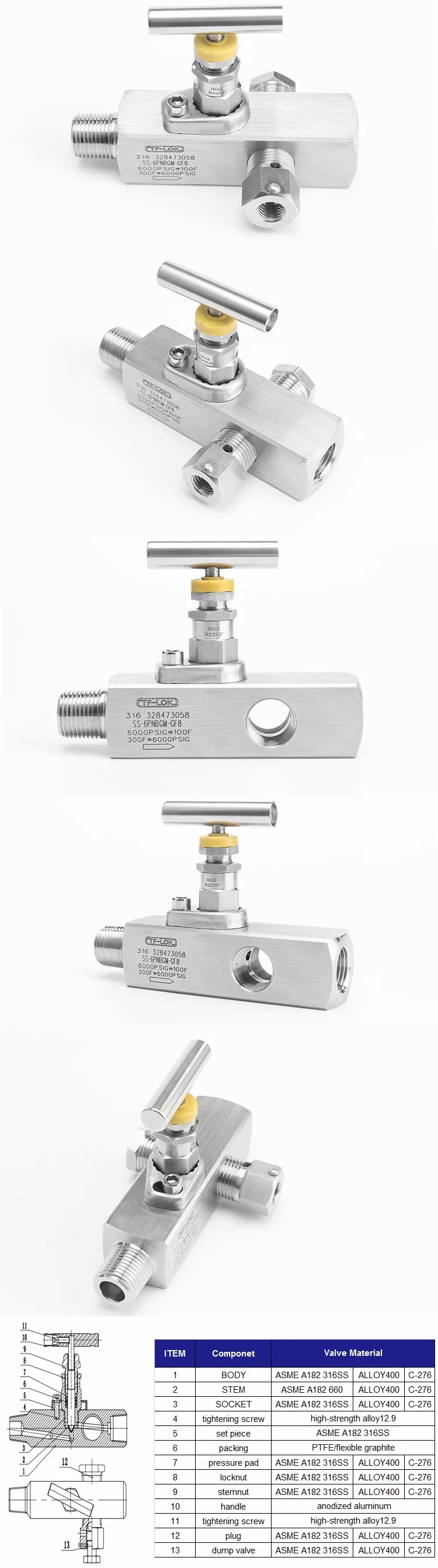 Ss316 Natural Gas 3valves Gauge Needle Valve Buy Gauge Needle Valve