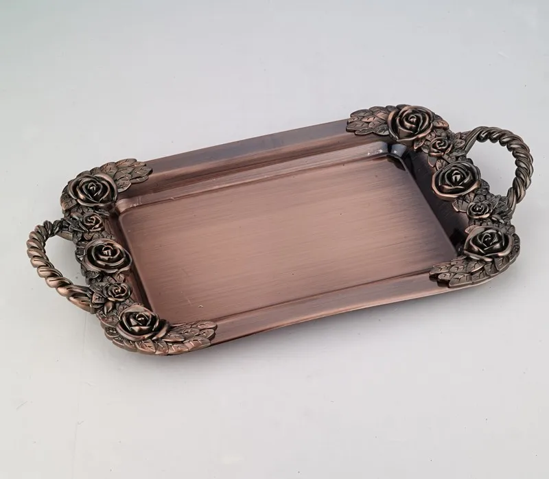 Middle East Style Rectangular Stainless Steel Arab Serving Tray With