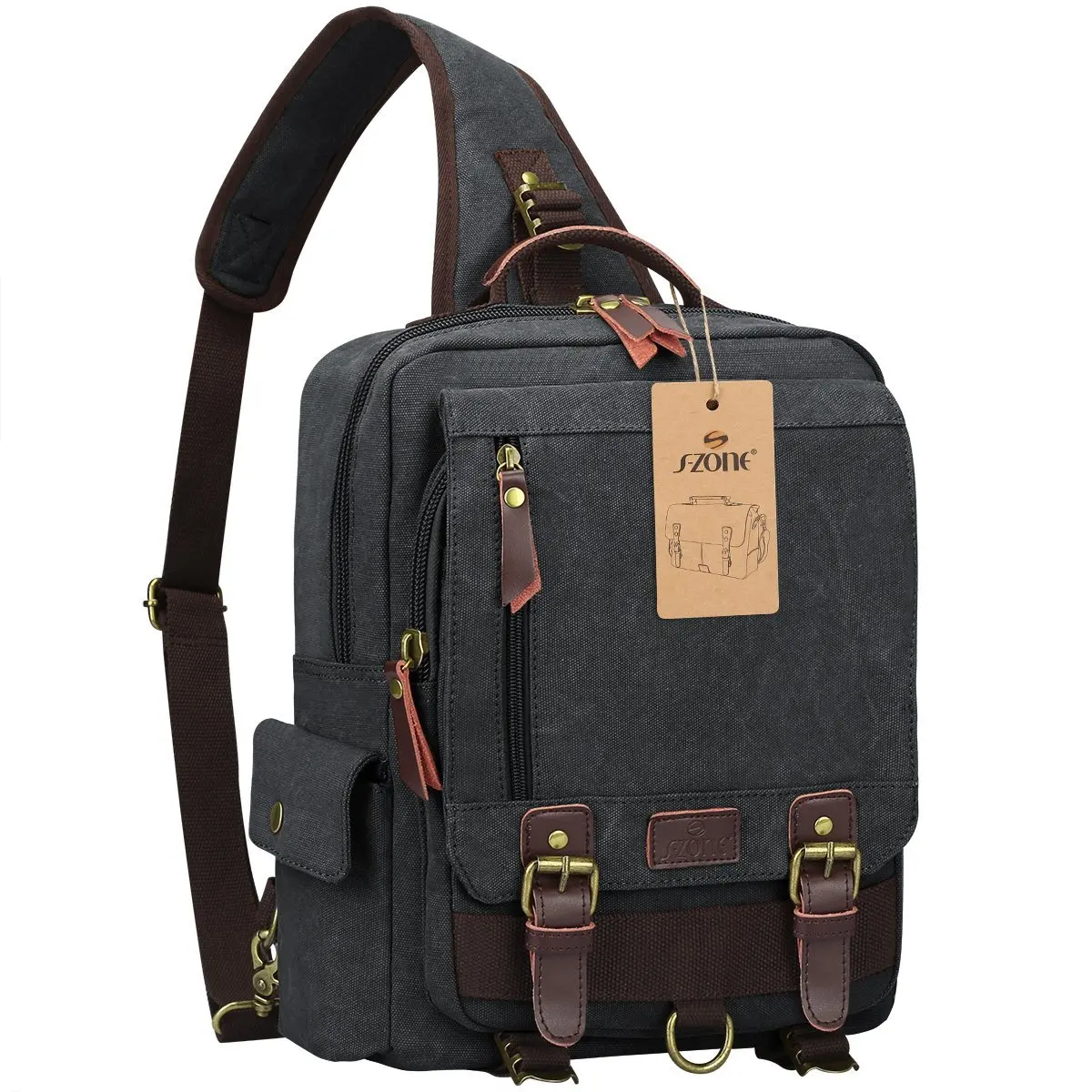 Buy S Zone One Strap Sling Canvas Cross Body 13 Inch Laptop Messenger Bag Travel Shoulder Backpack Dark Gray In Cheap Price On Alibaba Com