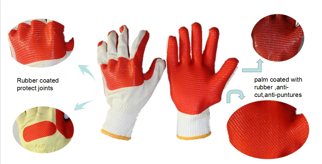 Cheapest Polycotton Knitted Rubber Palm Coated Crayfish Gloves Buy