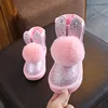 S64348B Cotton shoes girls princess plus velvet children boots soft non-slip bow fur shoes