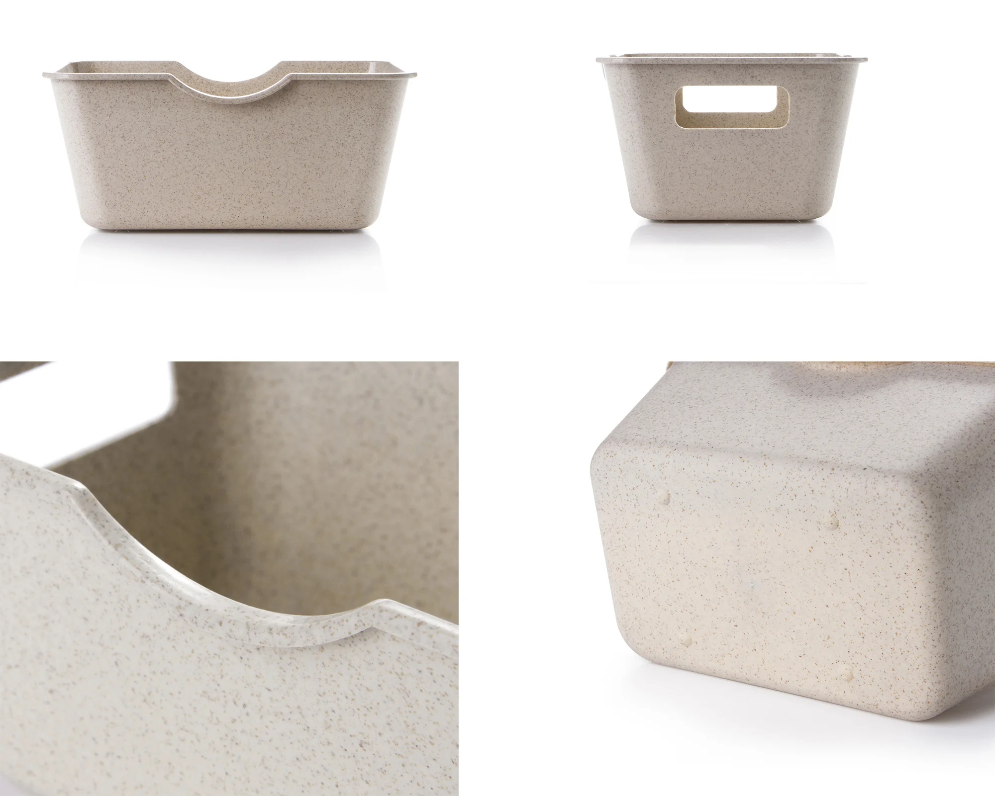 Natural Wheat Straw And Plastic Pp Storage Container Box With Handle