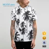 MGOO Garment Factory Made All Over Digital Print Mens Polo Shirts Bulk Price White Palm Tree