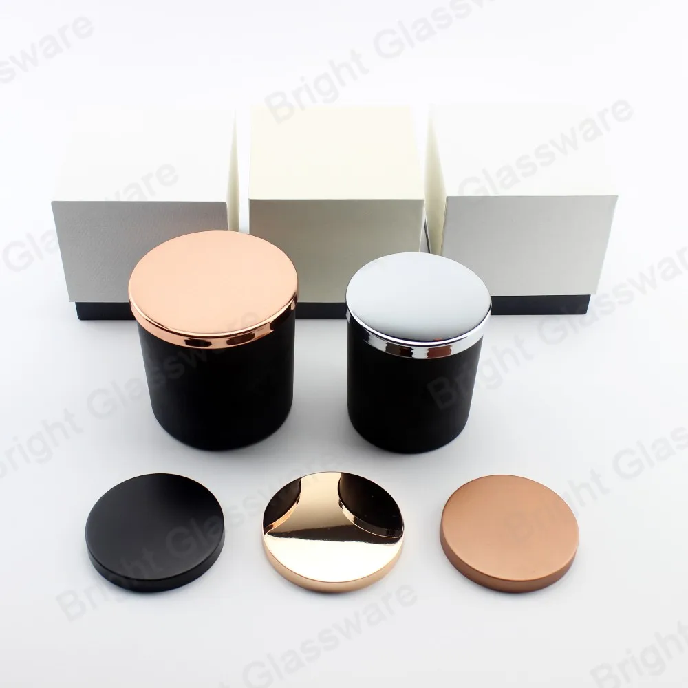 Wholesale Empty 30cl Matte Finished Candle Vessels 10oz Matte Black Glass Candle Jars With Rose 5874