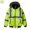 Class 3 Winter Security Fleece Liner Hi-Viz Yellow Reflector Bomber Jackets