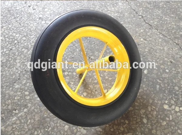 Popular 14"x4" solid rubber wheel with a long axle