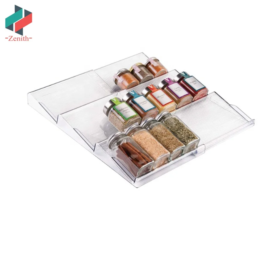 Znf00069 Clear 3 Slanted Tier Kitchen Cabinet Drawer Organizer
