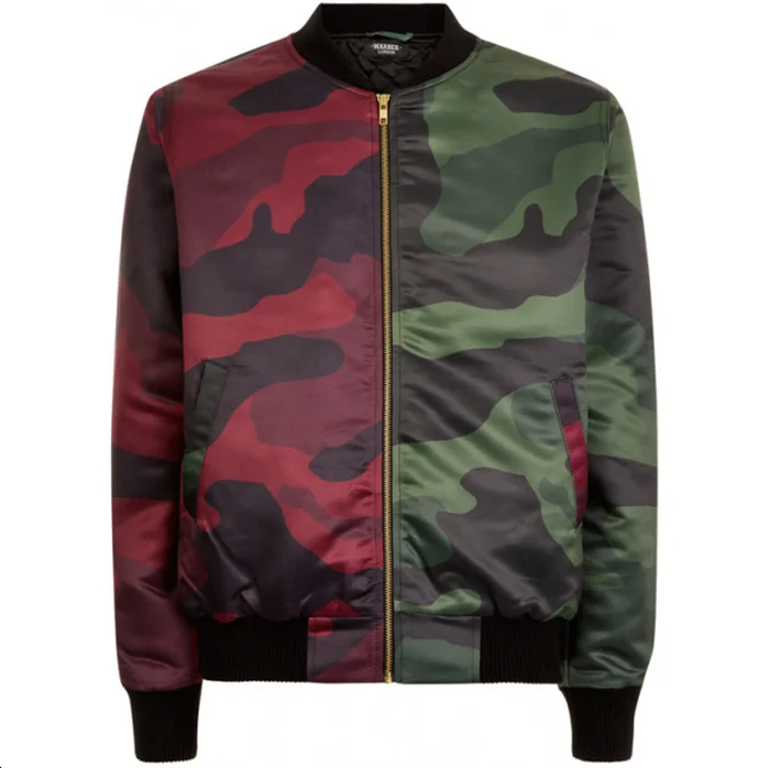 Half Color Camo All Over Slim Bomber Varsity Jacket With Custom Service