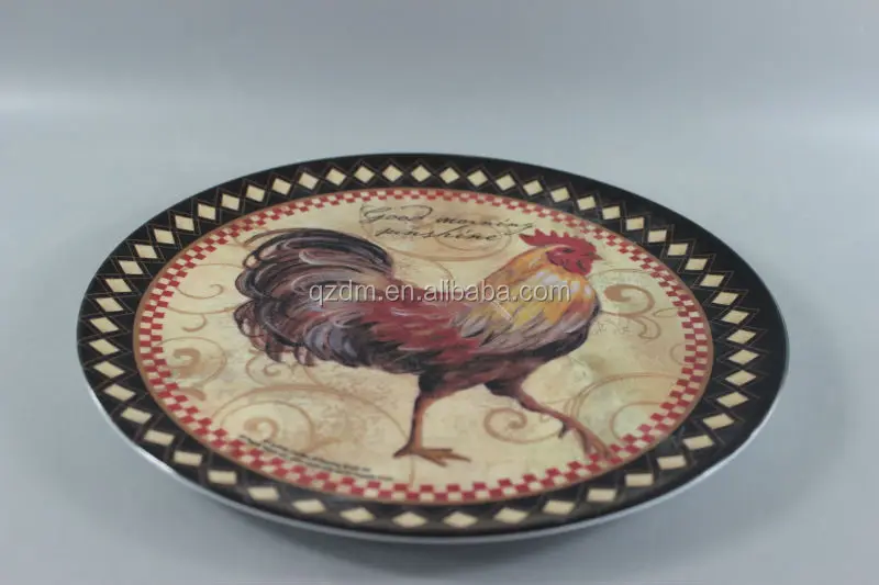 12 pcs melamine dinner ware dinner sets cock printing