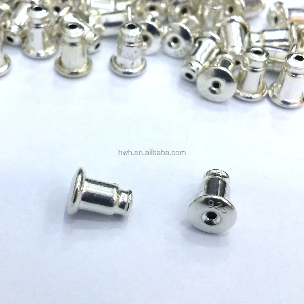 H471/s Silver Barrel Bullet Style Ear Back Lock With Silicon Inside 6.3