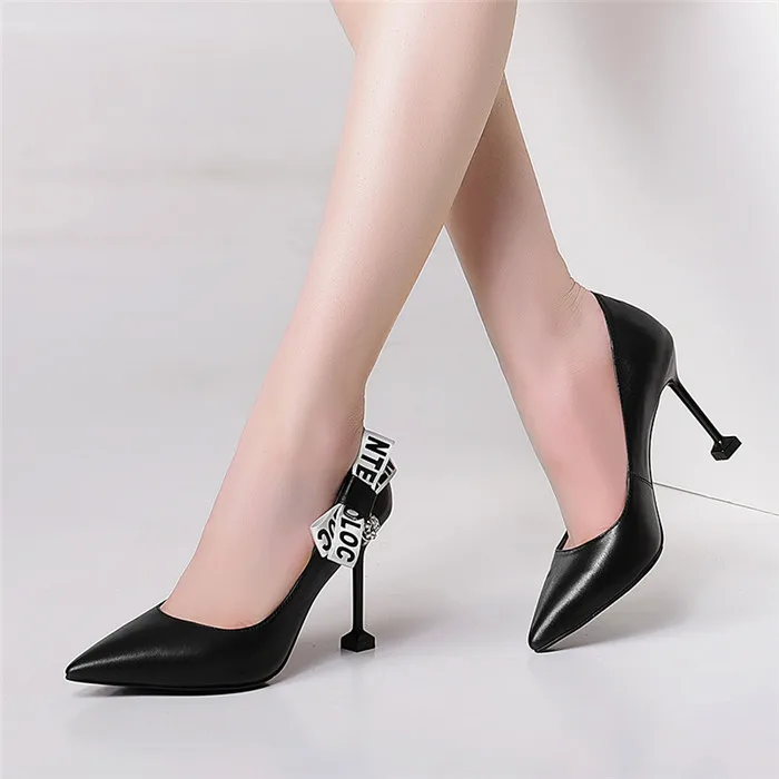 Sexy High Heels Bow Pointed Toe Women Office Shoes White Black - Buy ...