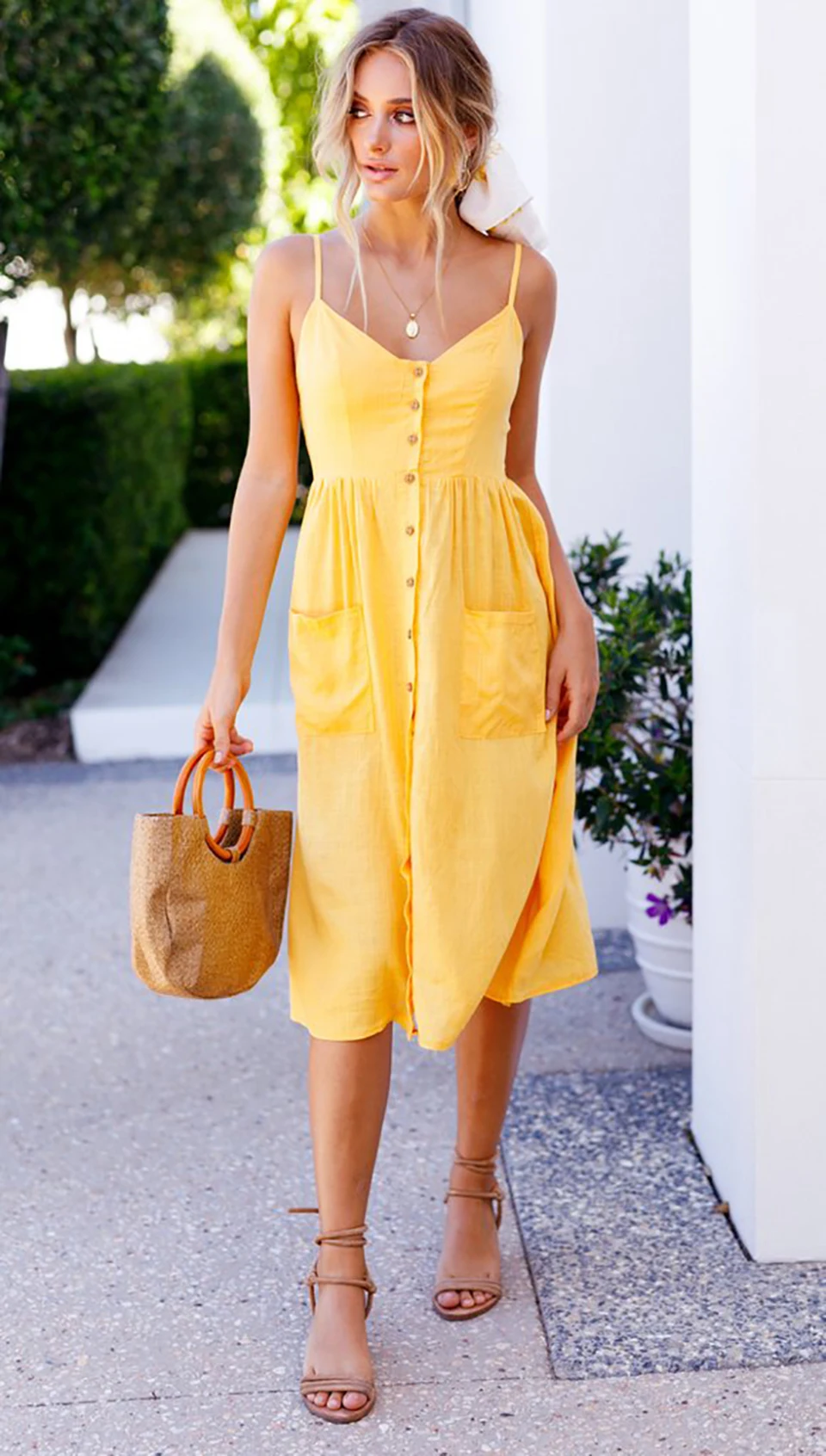 beach dress yellow