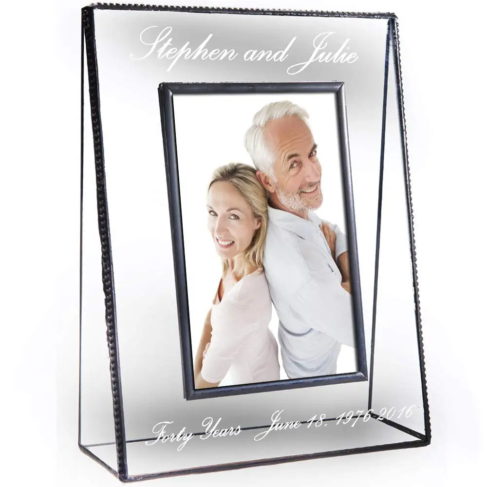 J Devlin Pic 319-57V EP553 Personalized Anniversary Picture Frame Tabletop 5 x 7 Vertical Photo Frame Engraved Glass Keepsake Gift