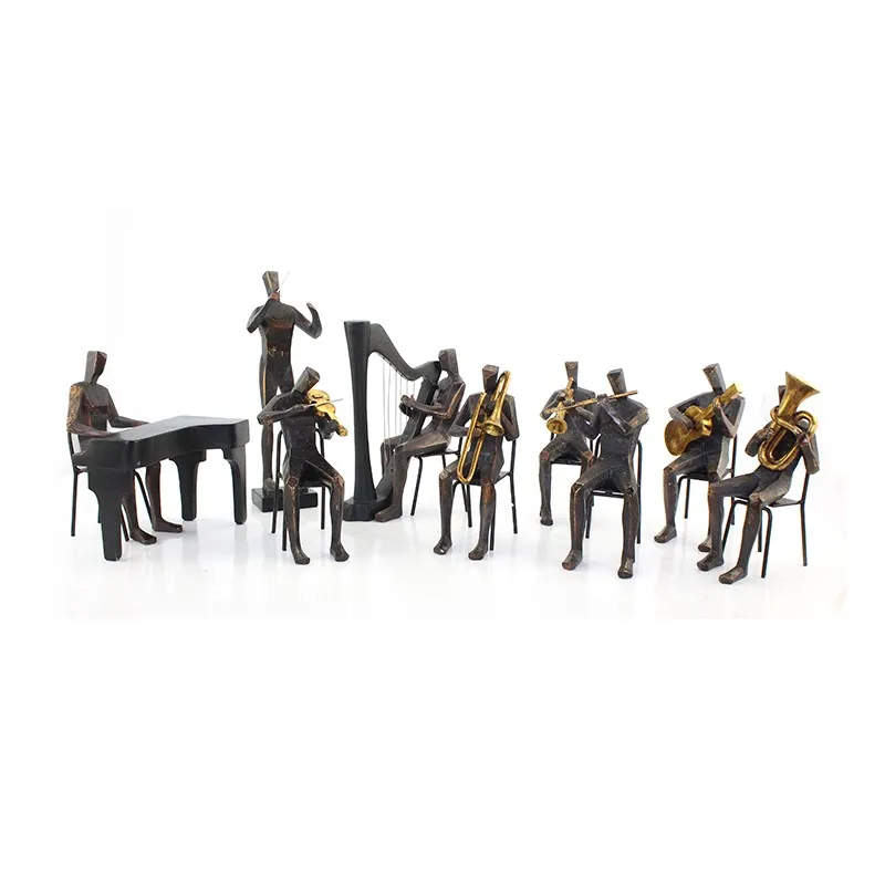 Musicians Sculptures Furnishings Abstract Character Man Statue Symphony Orchestra Resin Resin Figurine Decoration Artificial details