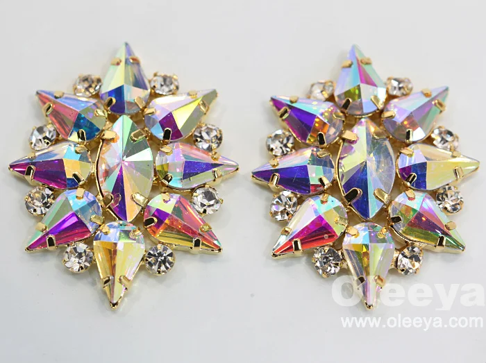 New Arrival Flatback Crystal Appliques 15*5cm Crystal Sew on Rhinestone Appliques for Readymade Garment