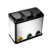 Multiple function square foot pedal bin 3 compartment classification dustbin recycle bin with cover