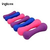 Cheap ftness colorful bone shape women vinyl plastic coated weights dumbbells set