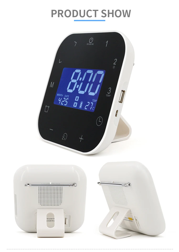 outdoor digital calendar fm radio desk square lcd smart alarm clock