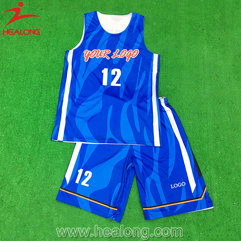 Blue White Reversible Sublimation Basketball Uniforms - Buy Basketball