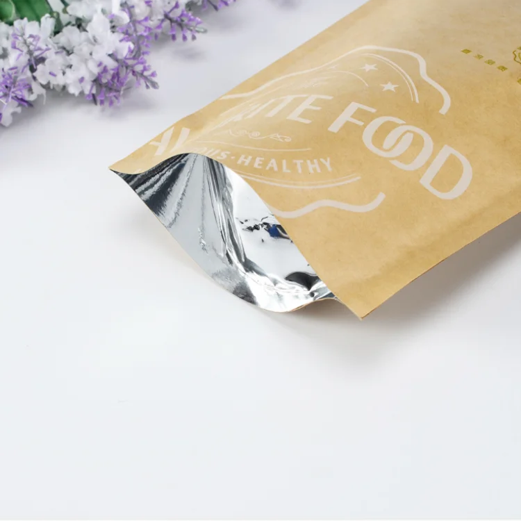Custom printed biodegradable kraft paper bags food grade stand up zip lock Plastic Coffee Bag With Valve