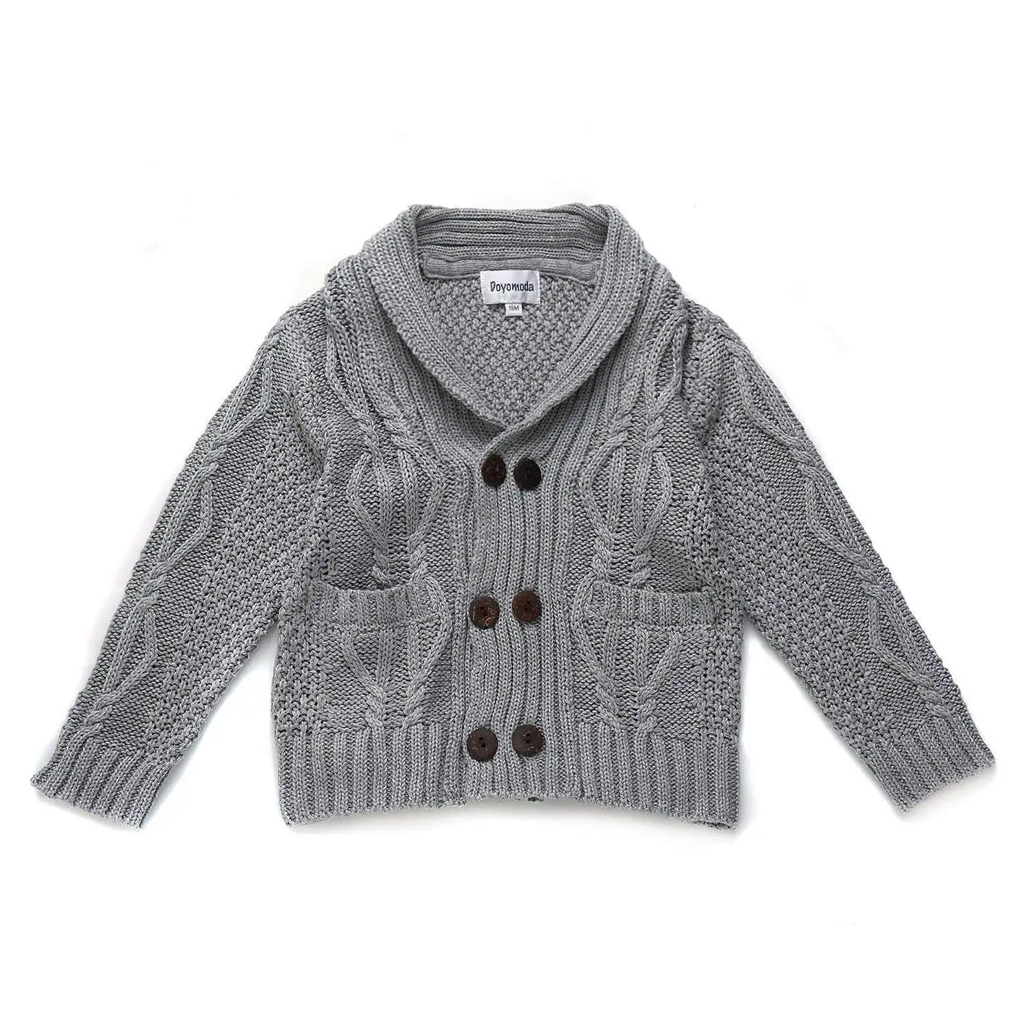 DOYOMODA Baby Boy Crew Neck Button Down Sweater Toddler Cable Knit Pullover