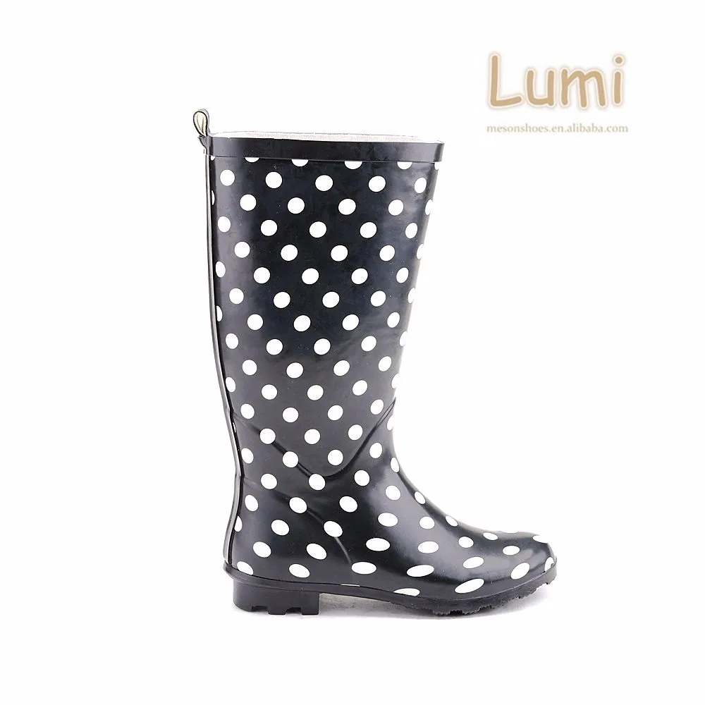 black and white spotty wellies