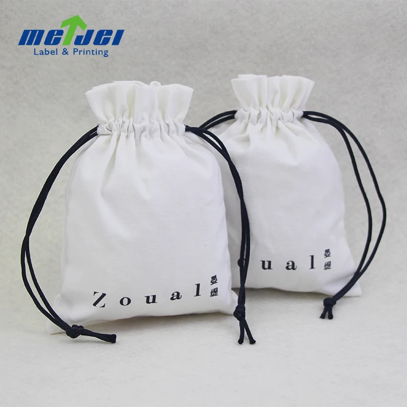 Small Eco Friendly White Muslin Gift Pouch Custom Logo Cotton