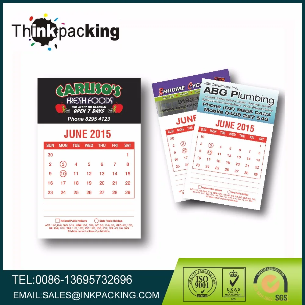 Real Estate Plumbing Paper Calendar With Custom Business Card Fridge ...