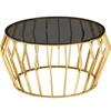 2019 Ebay Hot Selling Smoked Grey Tempered Glass Coffee Table with Golden Stainless Steel Base