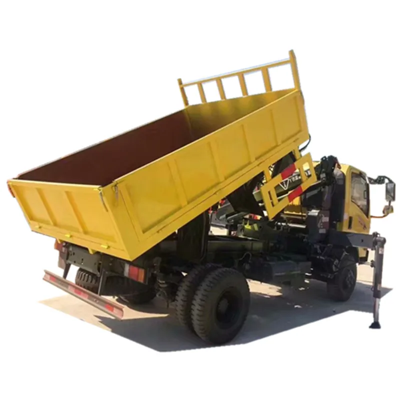 Hot Sale 6 Wheel 4 Ton Howo Dump Truck Mounted 5tons Crane,Tipper Truck