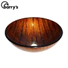 China manufacture bowl shape colored bathroom vessel foil tempered glass sink art wash basin