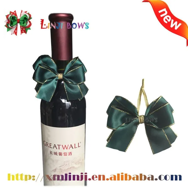 Popular Bottle Neck Decorative Bows,Pre Tied Wine Bottle Bow Tie With Gold Elastic Band Buy