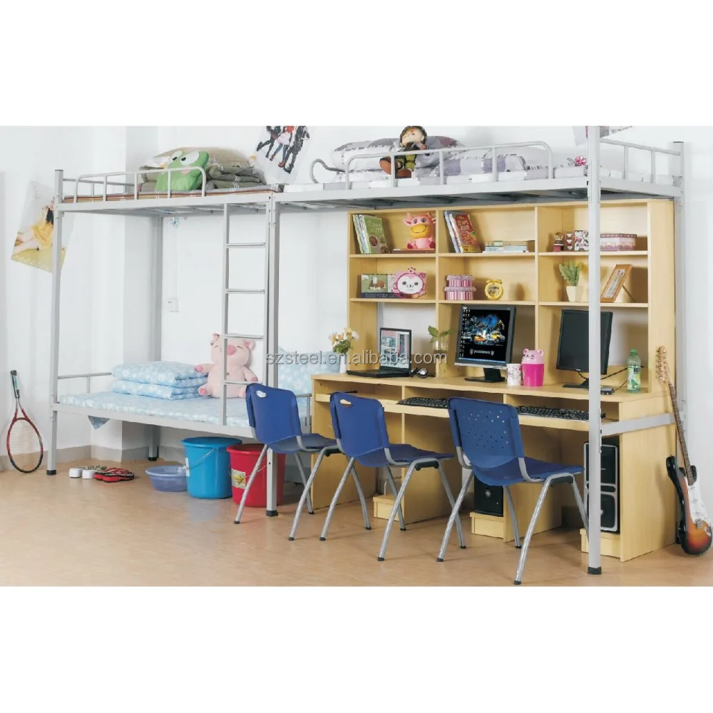أثاث غرفة نوم سرير من الفولاذ بطابقين ، سرير بطابقين الحديد للطلاب ، سرير بطابقين ذات الطابقين للمدرسة