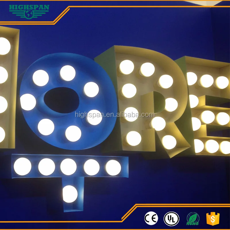 Customized Design Led Light Bulbs Address Sign 3d Led Marquee Signs