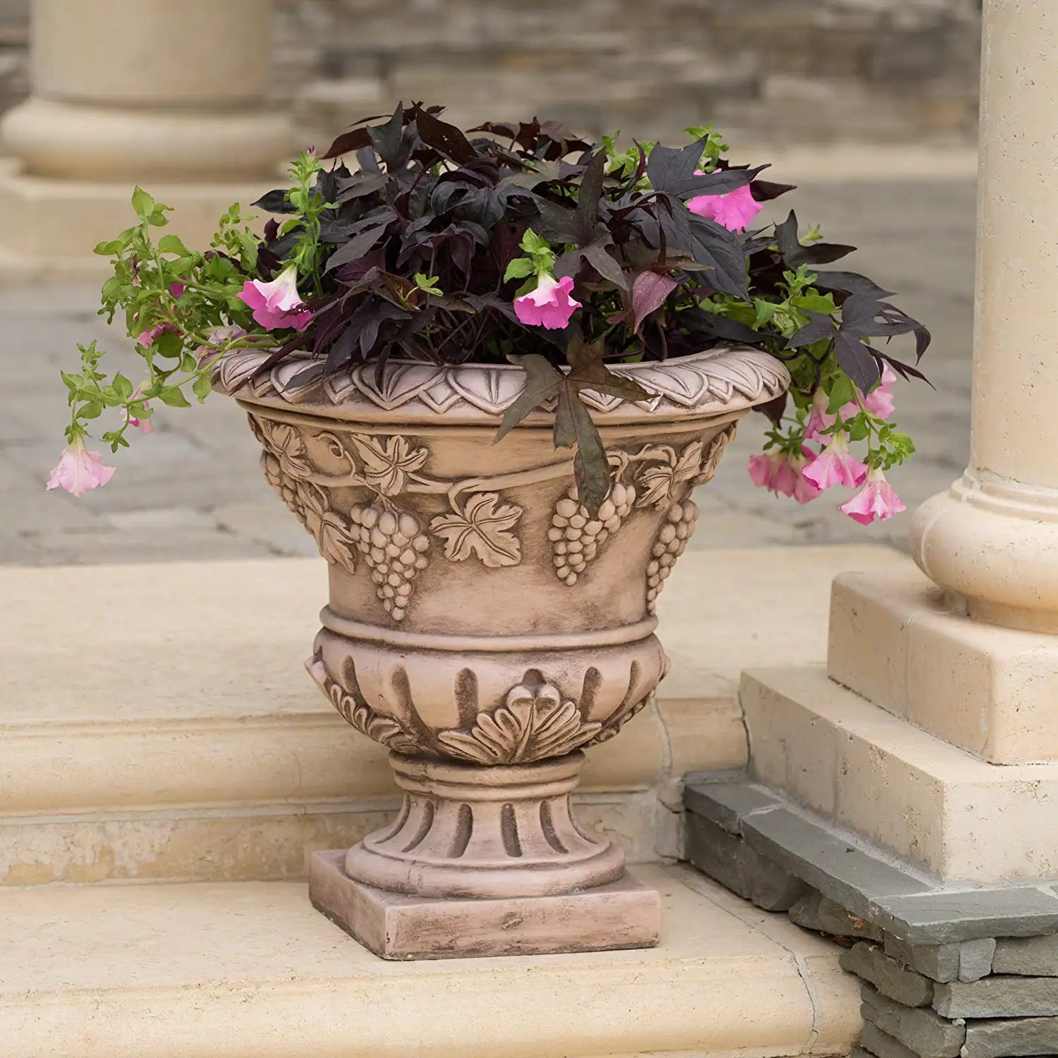 Porta Light Brown Roman Urn Planter